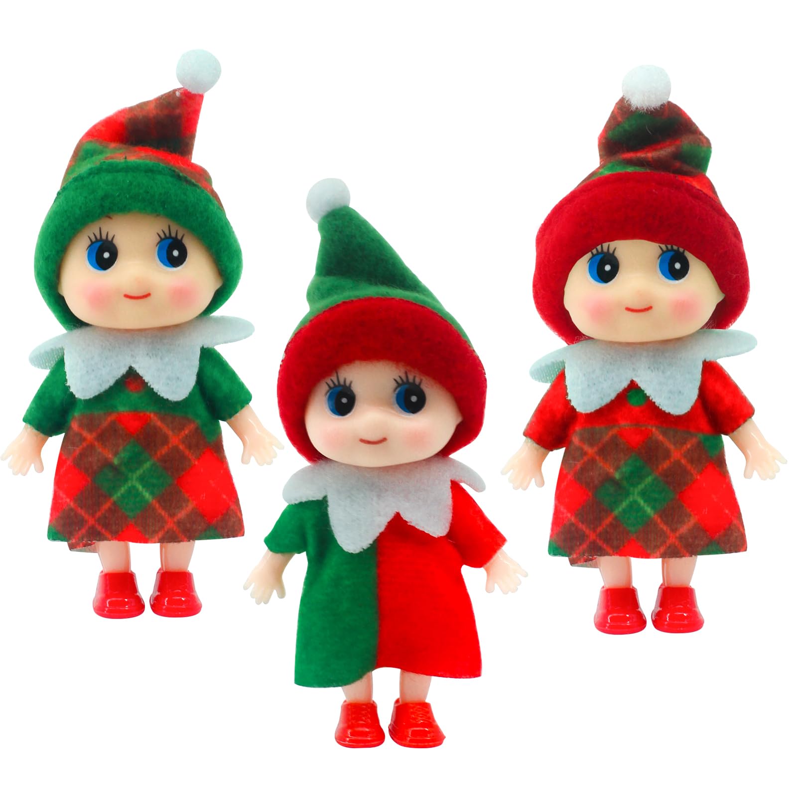 LovelfStory Blue Christmas Elf Baby Doll - 3.94" Movable Joints Elf Accessory For Holiday Decor