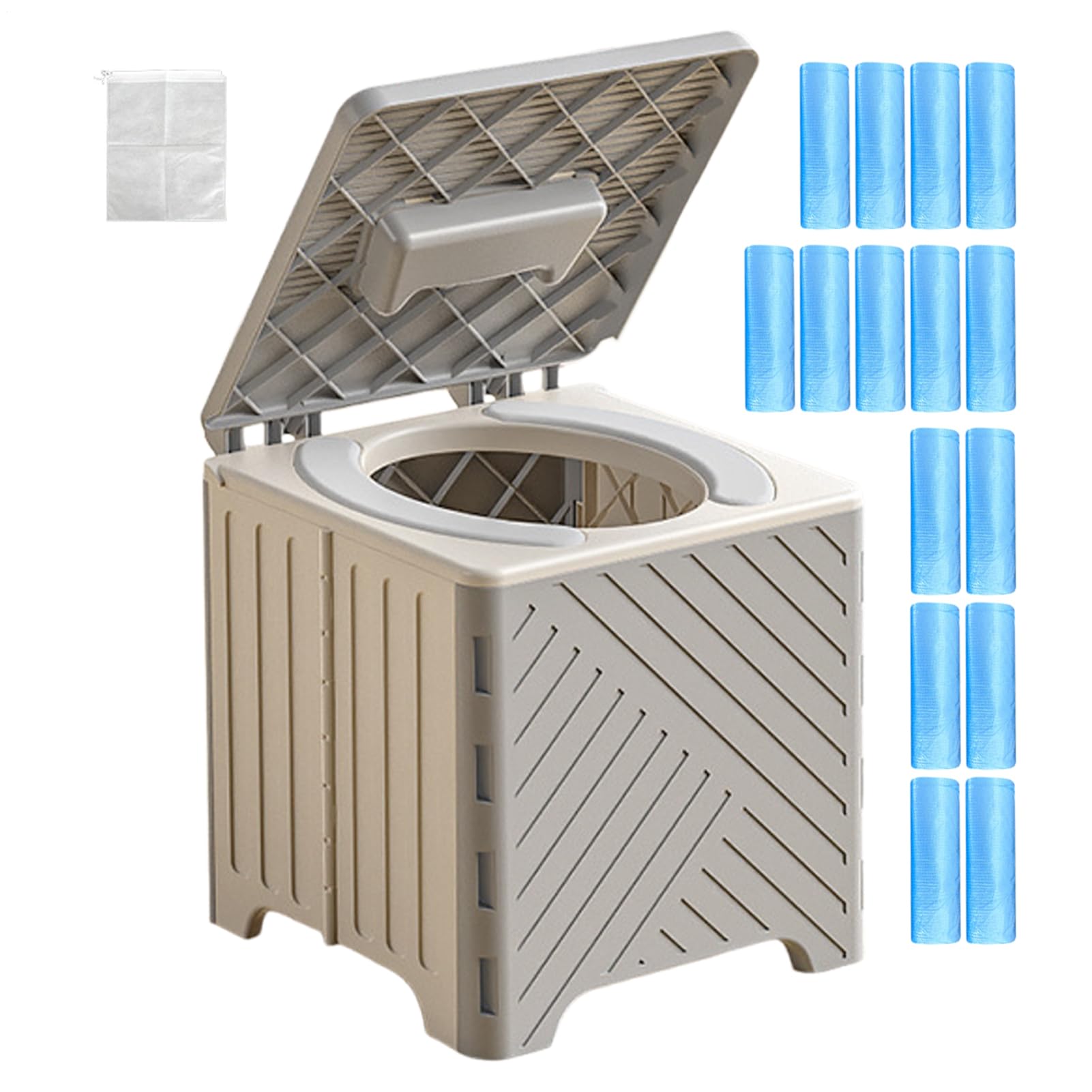 Portable Toilet for Adults, Foldable Non-Slip Training Potty with PVC Cushion, Ideal for Elderly Patients, Hospitals, Outdoor Events, Camping, and Road Trips, 9.06 x 9.06 x 8.66 inches