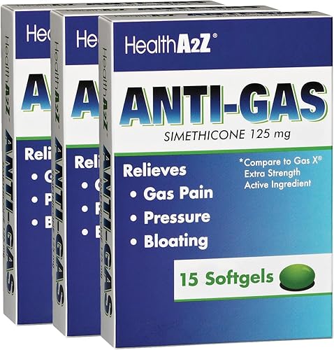 Vista 6 de HealthA2Z® Simeticona de alivio de gases 125 mg Alivia las molestias estomacales y los gases Anti flatulencia Alivia los gases rápido
