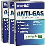 HealthA2Z Gas Relief Simethicone | 125mg | Relieves from Stomach Discomfort and Gas | Anti Flatulence | Relieves Gas Fast and Bloating (15 Counts (Pack of 3))
