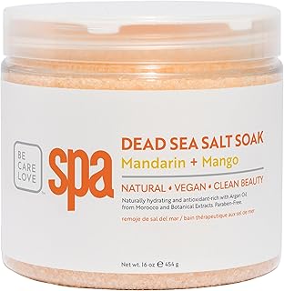 BCL Spa Mandarin Mango Dead Sea Salt Soak – Professional Age-Defying Soak for Pedicure, Manicure & Bath Salts, Softens Skin, Foot Soak Spa Self Care for Women, Made in USA, 16 oz