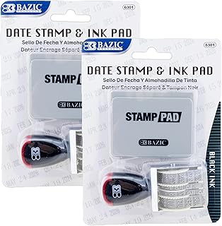 BAZIC Bazic Date Stamper with Black Ink Pads for Stamping, 12 Years of Adjustable Dates, Ideal for Office, Shipping, Receiving, Accounting, Expiration Date Stamp, Due Dates - 2 Pack