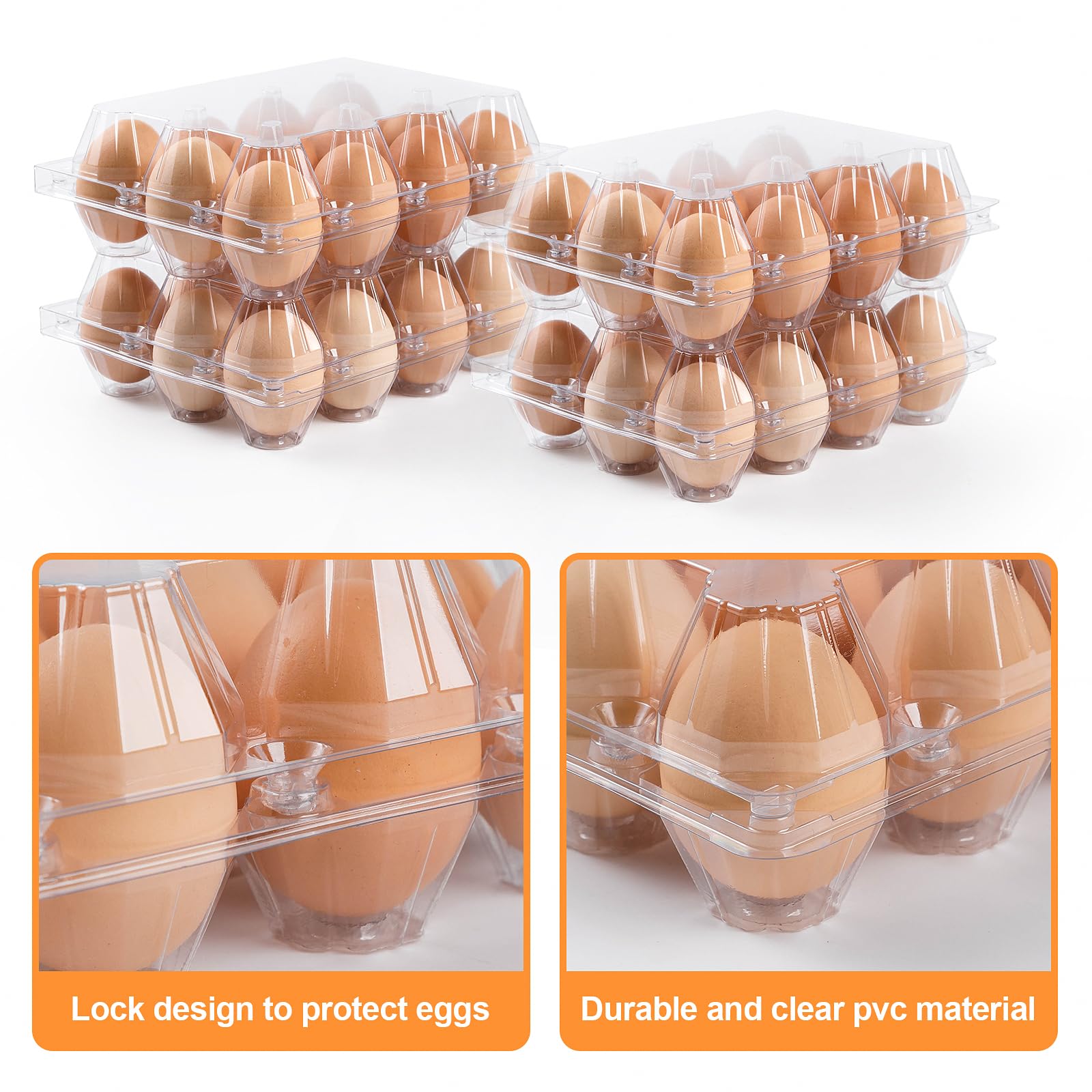 Paquete de 160 cajas de huevos baratas a granel, 12 cajas de huevos vacías transparentes para huevos de gallina, rejillas de 3 x 4, bandejas reutilizables para huevos para familia, granja de pollos