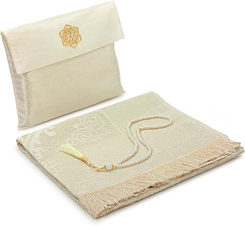 Miniatura 8 de ihvan online Alfombra de oración musulmana con 99 cuentas Tasbih y bolsa de viaje, tafetán suave, Janamaz, ligera y plegable, tapete de oración
