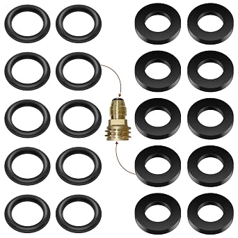 Propane Tank Gasket and 10Pcs O-Rings for All Soft Nose P.O.L. Fittings, Soft Rubber Leakage-Proof Sealing, Fit for Propane Gas Adapters, Connectors, Valves, Regulators, Accessories