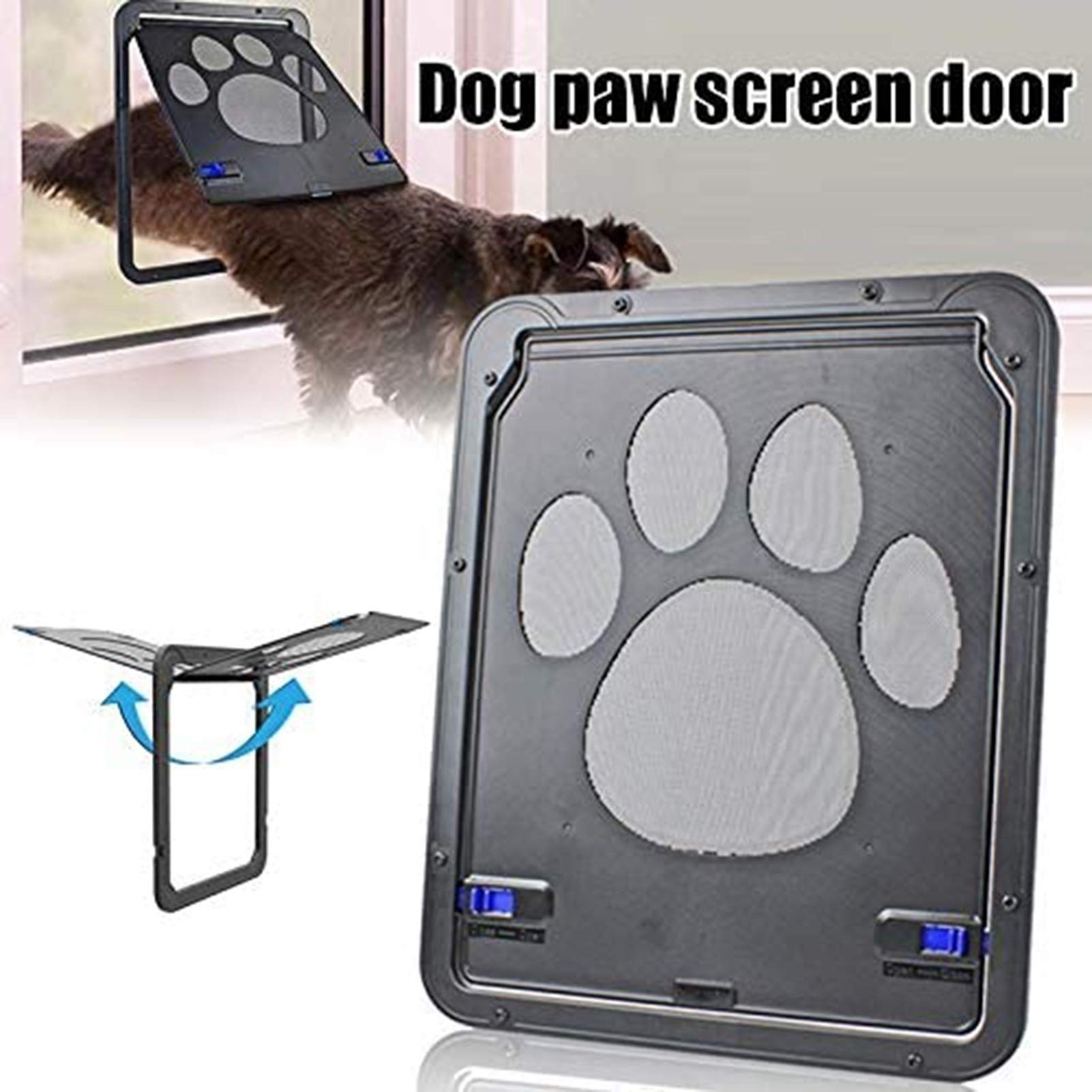 Chatières HUA Porte pour Animaux De Compagnie/Chatière Facile À Installer, Porte Coupe-Vent pour Animaux De Compagnie avec Aimant De Verrouillage, pour Fenêtres Et Portes Grillagées, 2 Tailles
