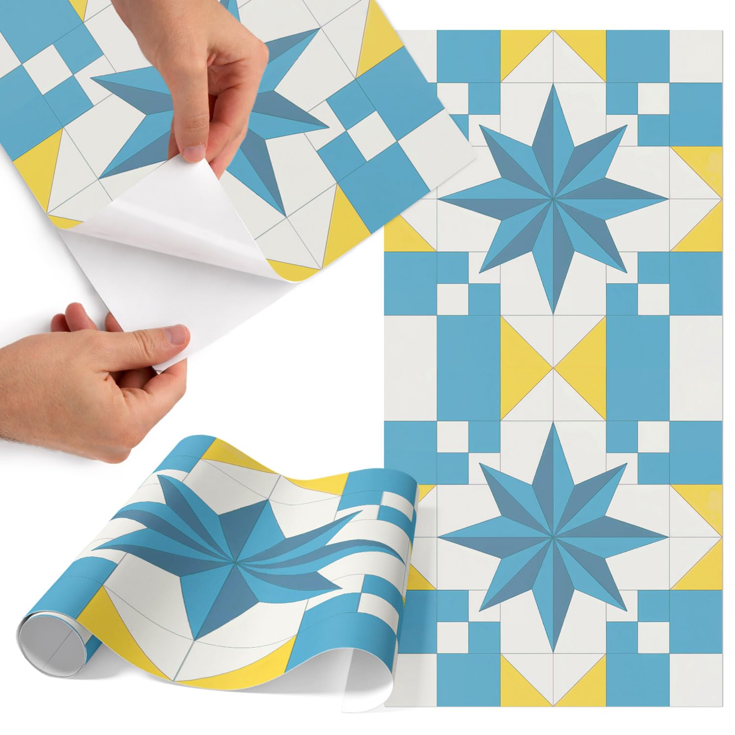 Papel vinilo adhesivo para muebles estrellas azules acabado mate de 75x150 cm