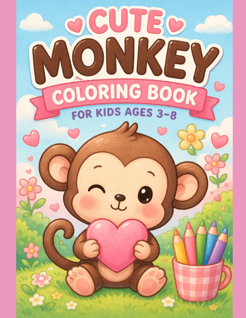 Sweet Monkey Coloring Book: Fun, Easy Designs with Cute Monkeys, Hearts and Nature Scenes
