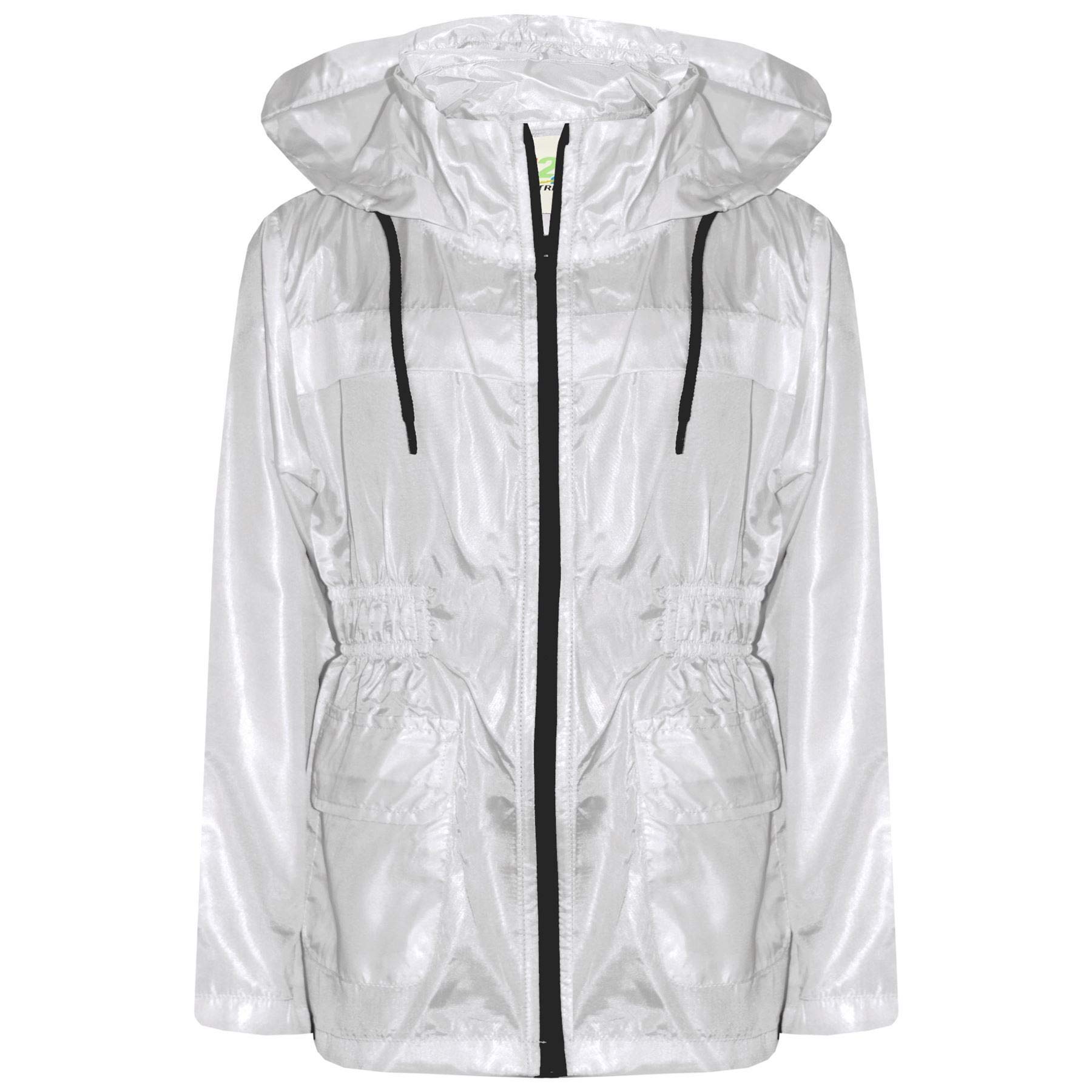 A2Z 4 Kids Raincoat Jackets Windbreaker Waterproof Parka Shower - Raincoat Jacket 448 White 13