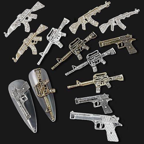 Miniatura 4 de 11 dijes de pistola para uñas acrílicas aleación de metal 3D diamantes de imitación para mujer decoración de uñas