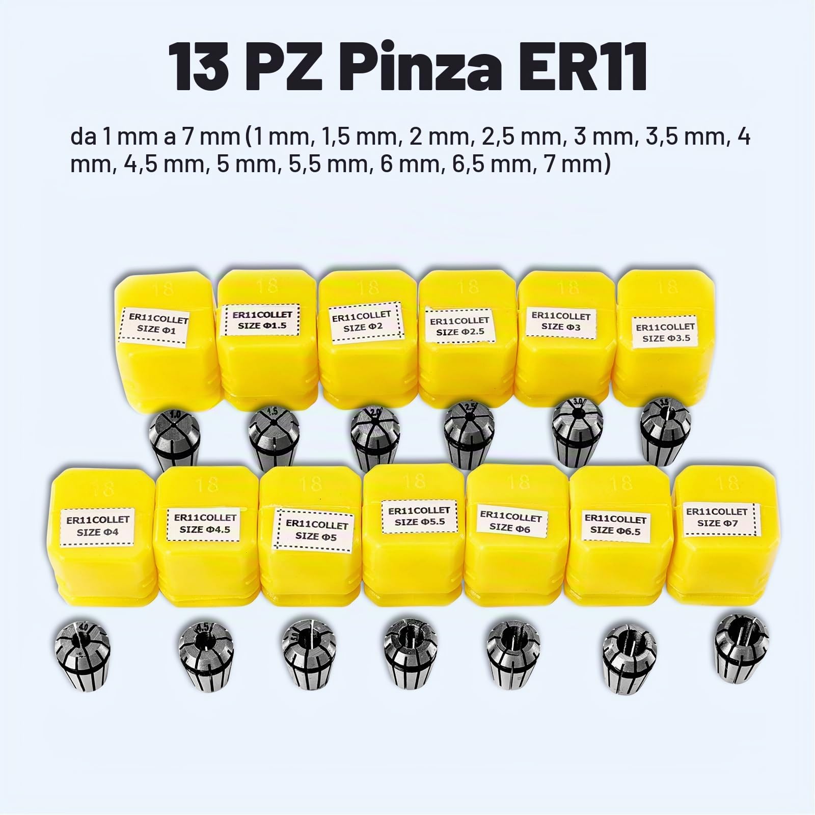 YOFULY Kit motore mandrino spazzolato da 500 W - con mandrino CNC ad alta velocità, convertitore di potenza, pinze ER11 da 13 pezzi e morsetto da 52 mm, per fresatrice CNC fai da te