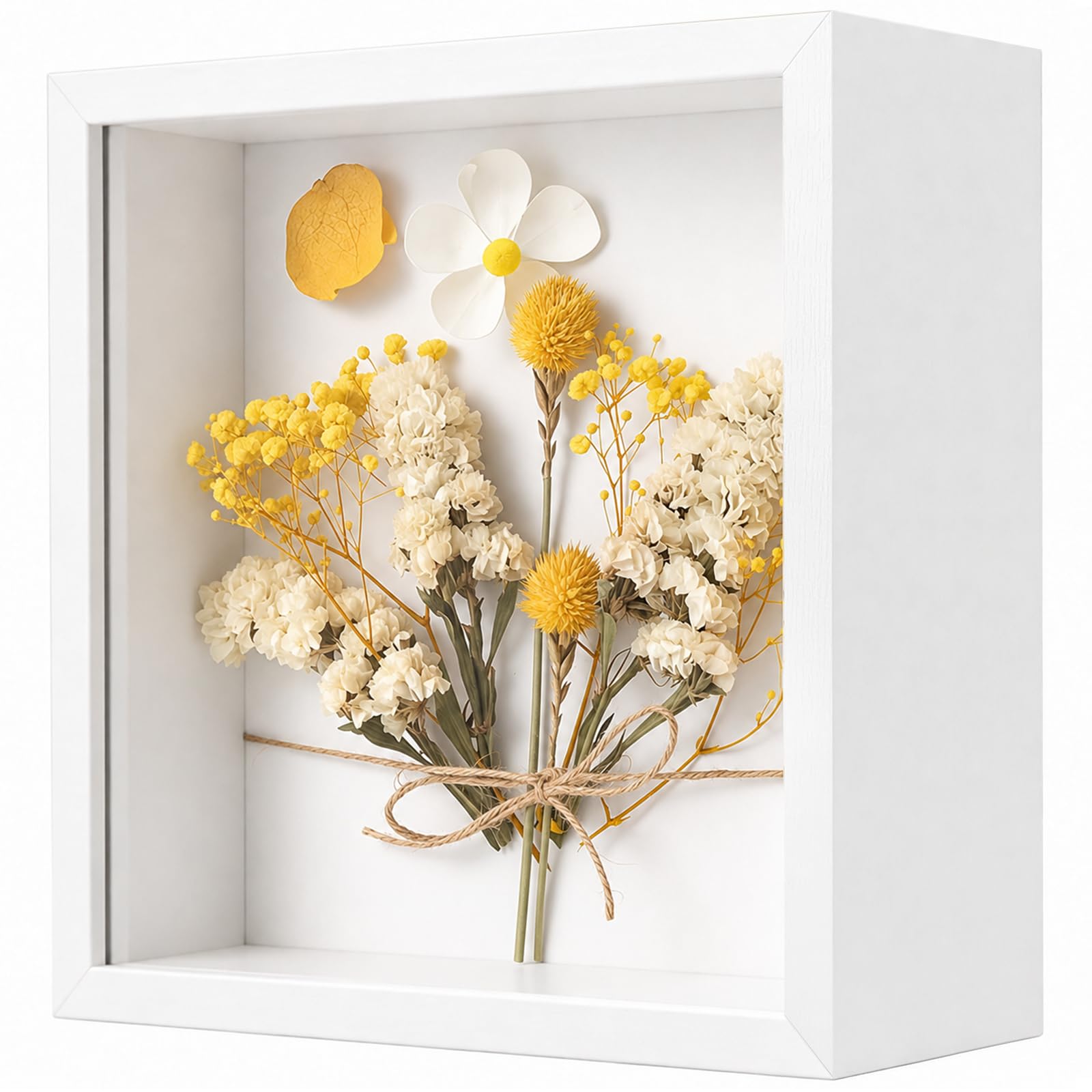 WISYOK Biała ramka 3D do wypełnienia, głęboka, 5 cm, 22 x 22 cm, ramka na przedmioty 3D, głęboka ramka na ścianę i biurko, Shadow Box na zdjęcia, przedmioty, bukiet ślubny, dzieła sztuki DIY