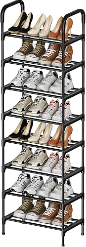 Organizador de zapatos de metal de 8 niveles, independiente, fácil de montar, con capacidad para hasta 18 pares de zapatos para armario o entrada