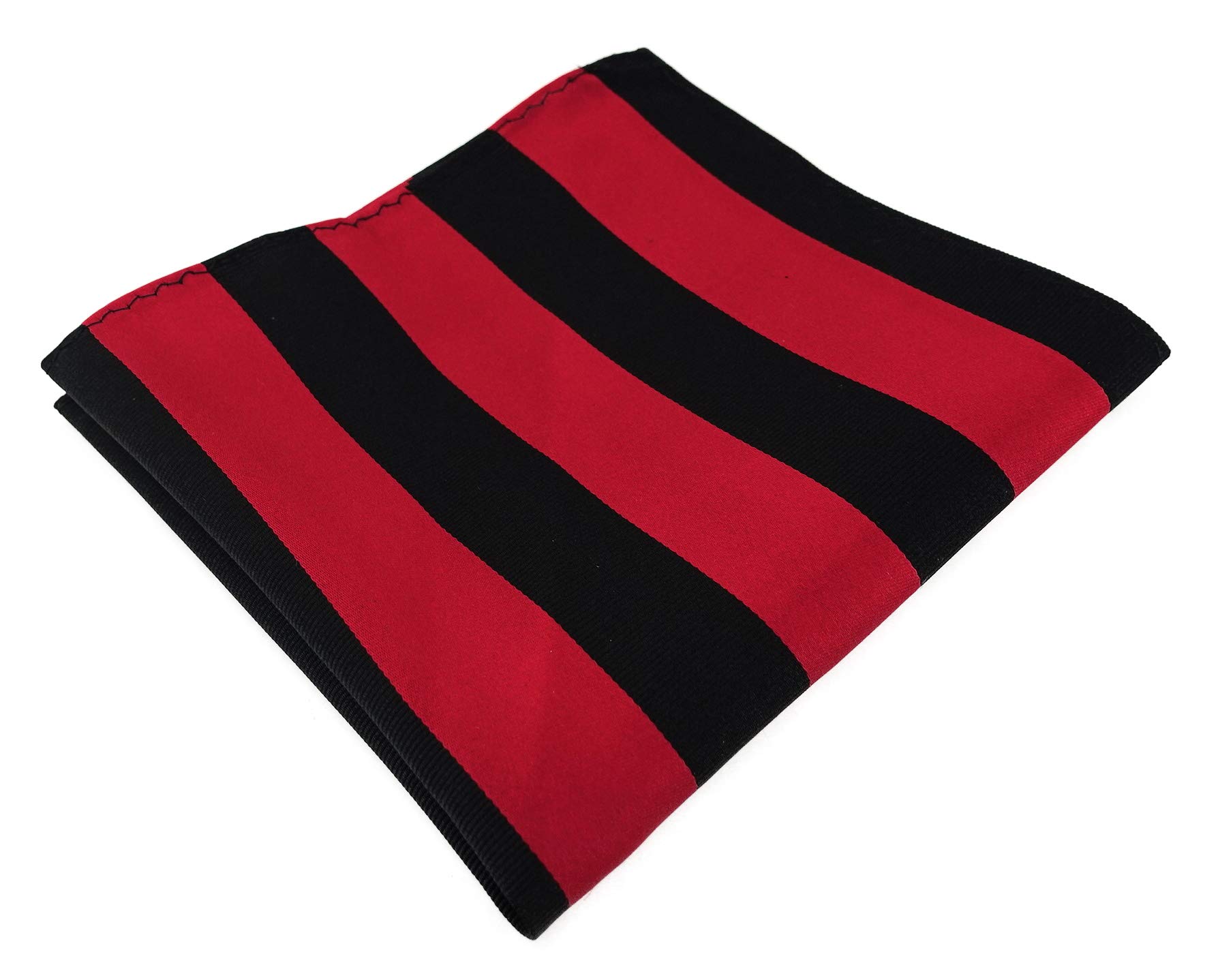 TigerTie Designer silk pocket handkerchief in red traffic red black striped - pocket square 100% silk - size 30 x 30 cm