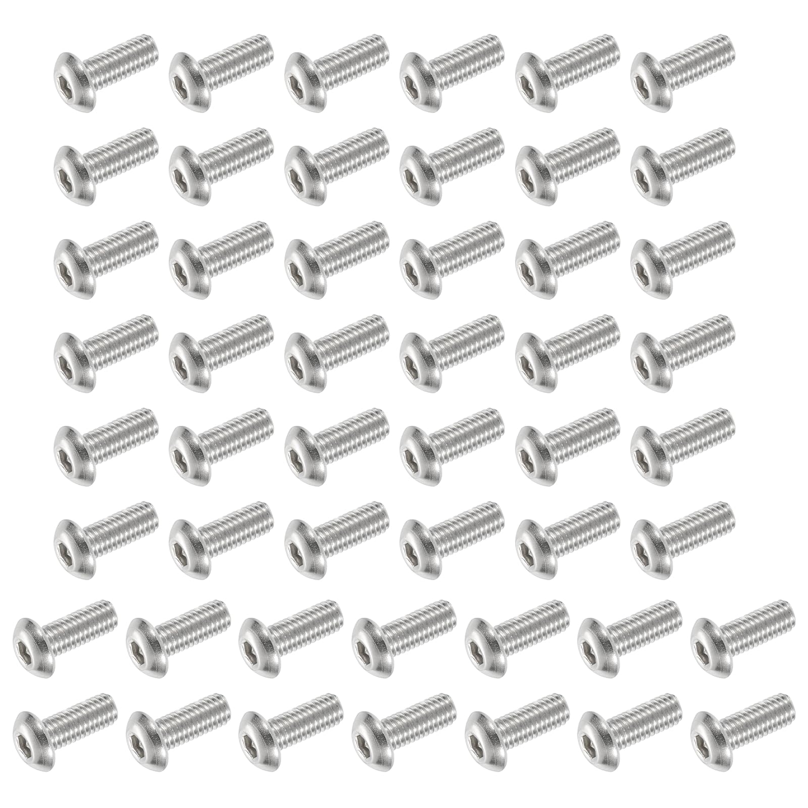 PATIKIL Button Head Socket Cap Screws, 50 PCS #10-32 UNF x 1/2 Inch 304 Stainless Steel Hex Drive Fully Thread Machine Bolts Screw for Furniture Water Pump Light Fixture, Silver — image 1