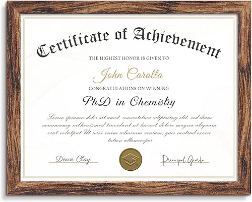 8.5 by 11 Picture Frame Certificate Document Frame with Clear