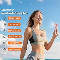 Vista 2 de 3 Pack Misting Fan Portable - Handheld Mini Rechargeable with 4 Speeds & Water Mist - Ideal for Travel, Camping, Outdoor, Home, Office
