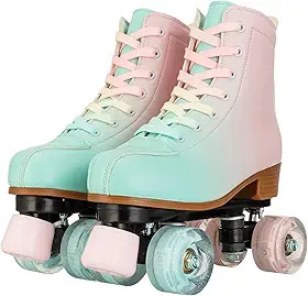 Comeon Patins para mulheres, patins de couro PU, couro de cano alto, para iniciantes, adolescentes, mulheres, meninas e meninos, adultos