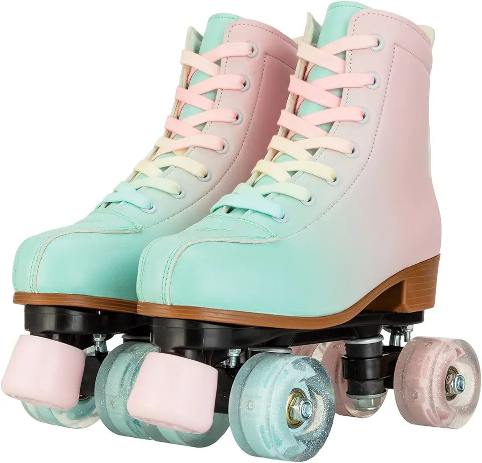 Comeon Patins para mulheres, patins de couro PU, couro de cano alto, para iniciantes, adolescentes, mulheres, meninas e meninos, adultos
