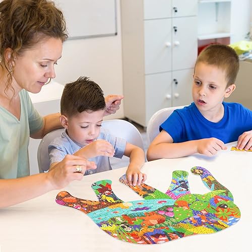 Miniatura 7 de Rompecabezas para niños de 4 a 8 años, 200 piezas de cartón con forma de animal para amantes de los animales, caja de rompecabezas resistente y