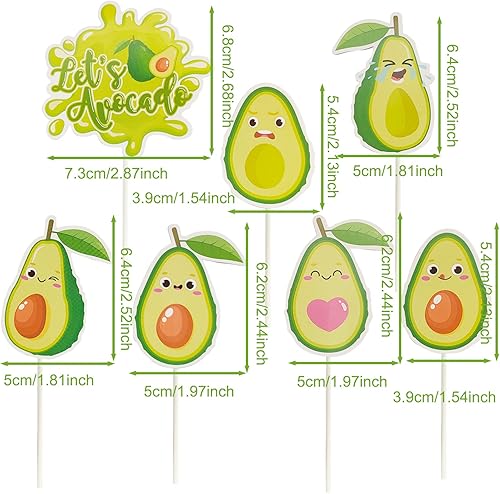 Miniatura 3 de 21 piezas de decoración de cupcakes Let's Avocado Fruit Treat Cake Picks para decoración temática de aguacate, boda, fiesta de cumpleaños