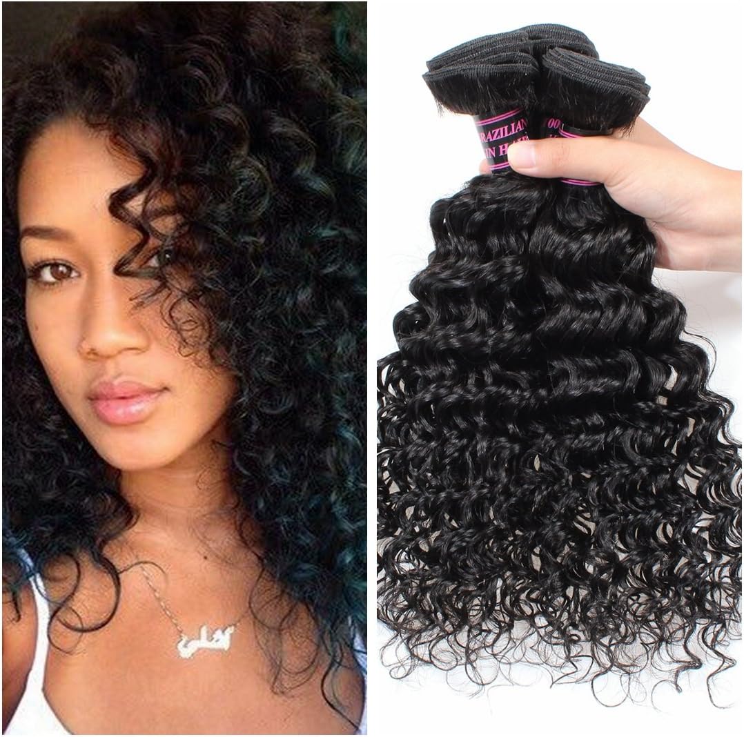 Allove 3 Bundles Brazilian Virgin Hair Deep Wave Hair Extensions 7a Grade Unprocessed Human Hair Wave Natural Color Can Be Dyed and Bleached (22 24 24)