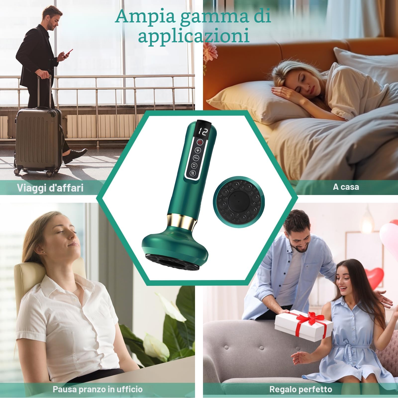 Dispositivo di Massaggio Elettrico a Bolle, Massaggiatore Anticellulite per Gambe/Addome/Mani, Dispositivo Anticellulite, Fotocamera di Drenaggio Linfatico con 12 Programmi e 4 Modalità