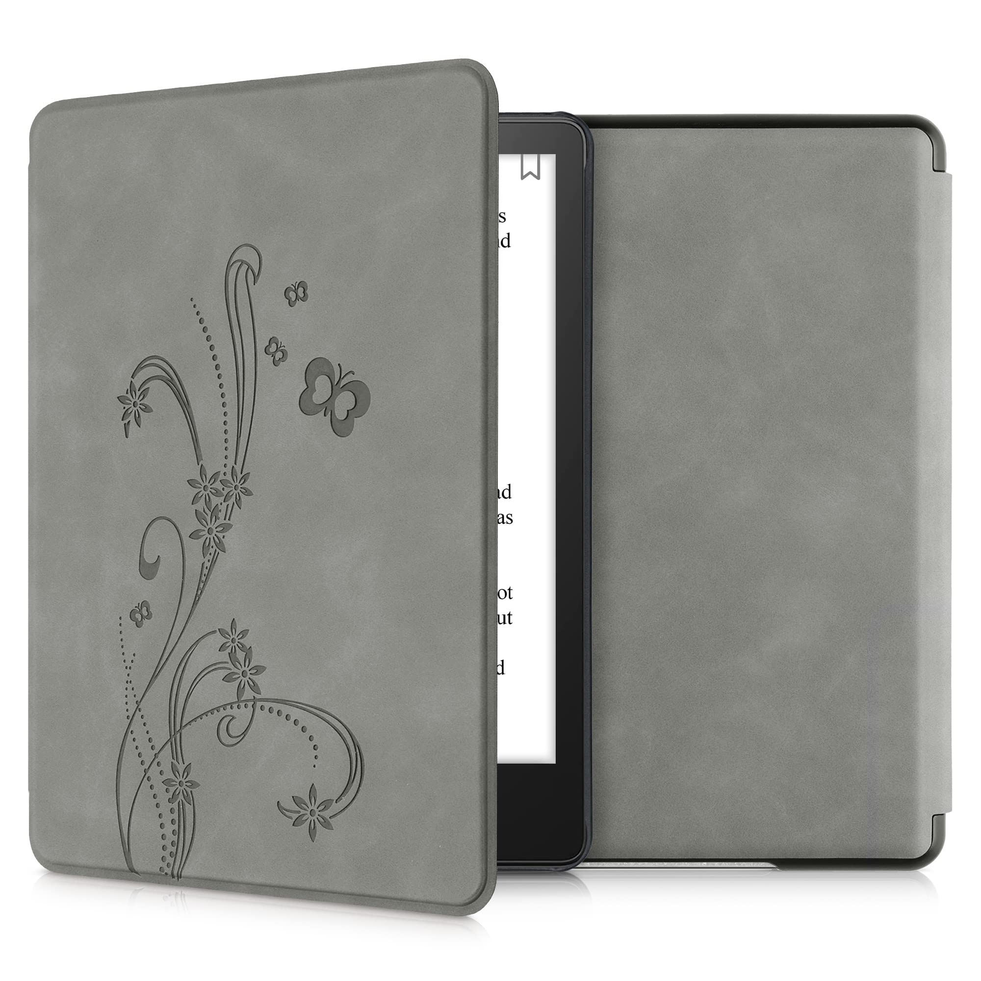 kwmobile Case Compatible with Amazon Kindle Paperwhite 11 Generation 2021 Case - Cover for Kindle Paperwhite Case w/Magnet - Butterfly Tendril Grey Butterfly Tendril grey Kindle Paperwhite 11. Generation 2021