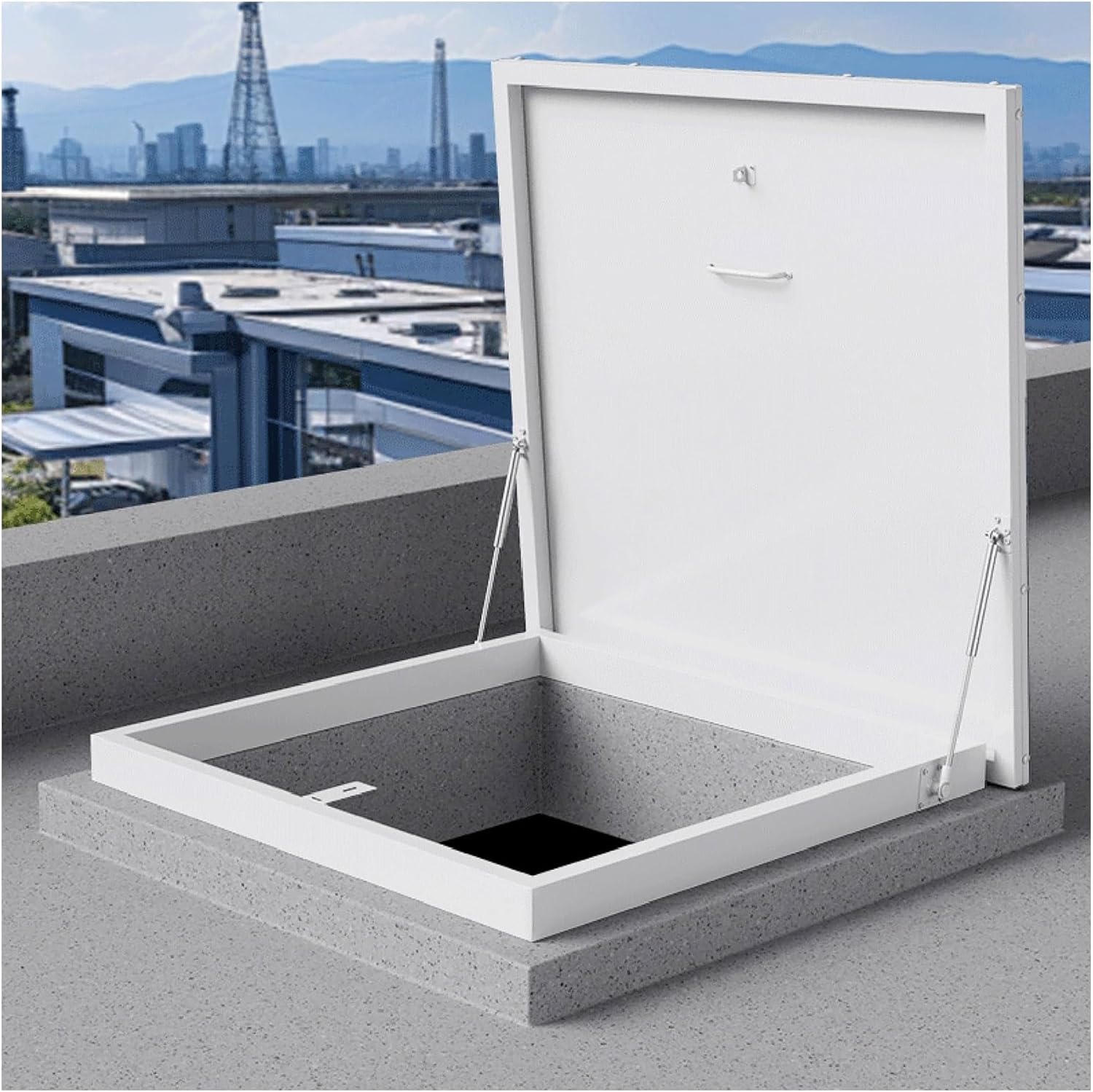 Roof Access Hatch Security Door Aluminum Alloy Roof Hatch Skylight Roof Rainproof Board for Residential Buildings Commercial Buildings Industrial Plants(Inner 33.5x35.4in/85x90cm)