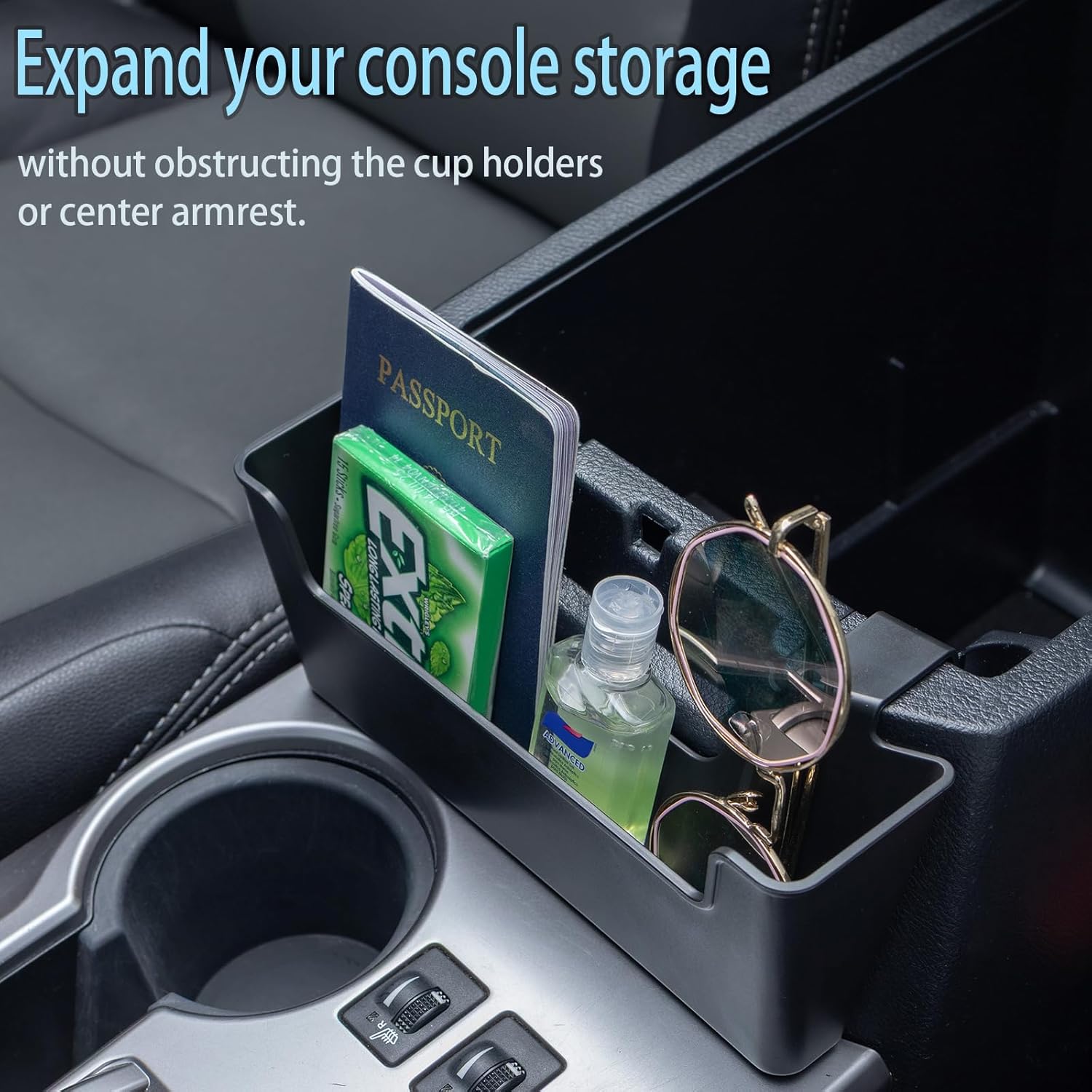 JDMCAR Center Console Organizer Compatible with Toyota 4Runner Accessories 2010-2024 Hanging Armrest Box Storage Tray Interior Accessories