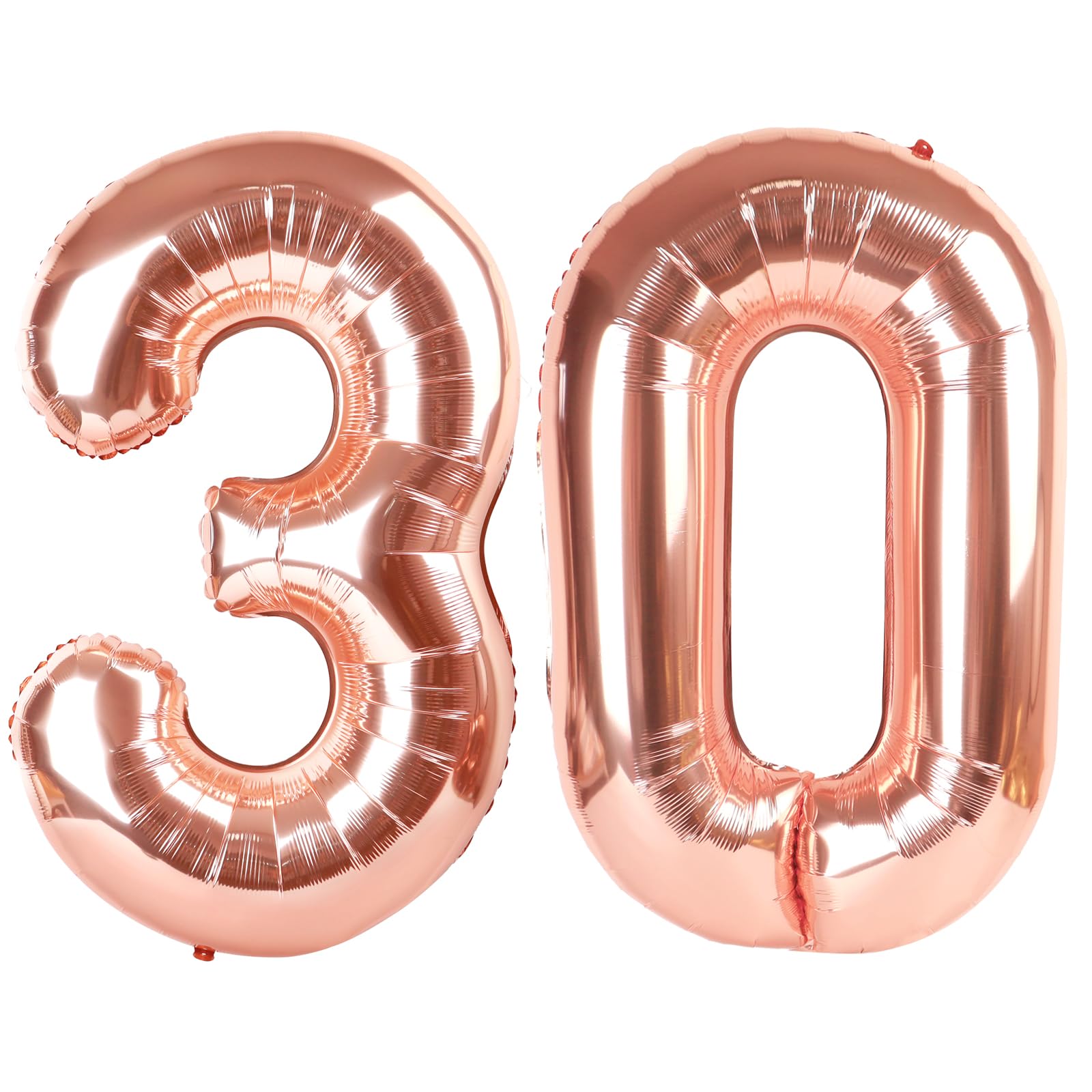 Rose Gold Number 30 Balloon 40 inch, 30 Number Balloons, 30th Birthday Decorations, 30 Year Old Women Men Rose Gold Party Supplies