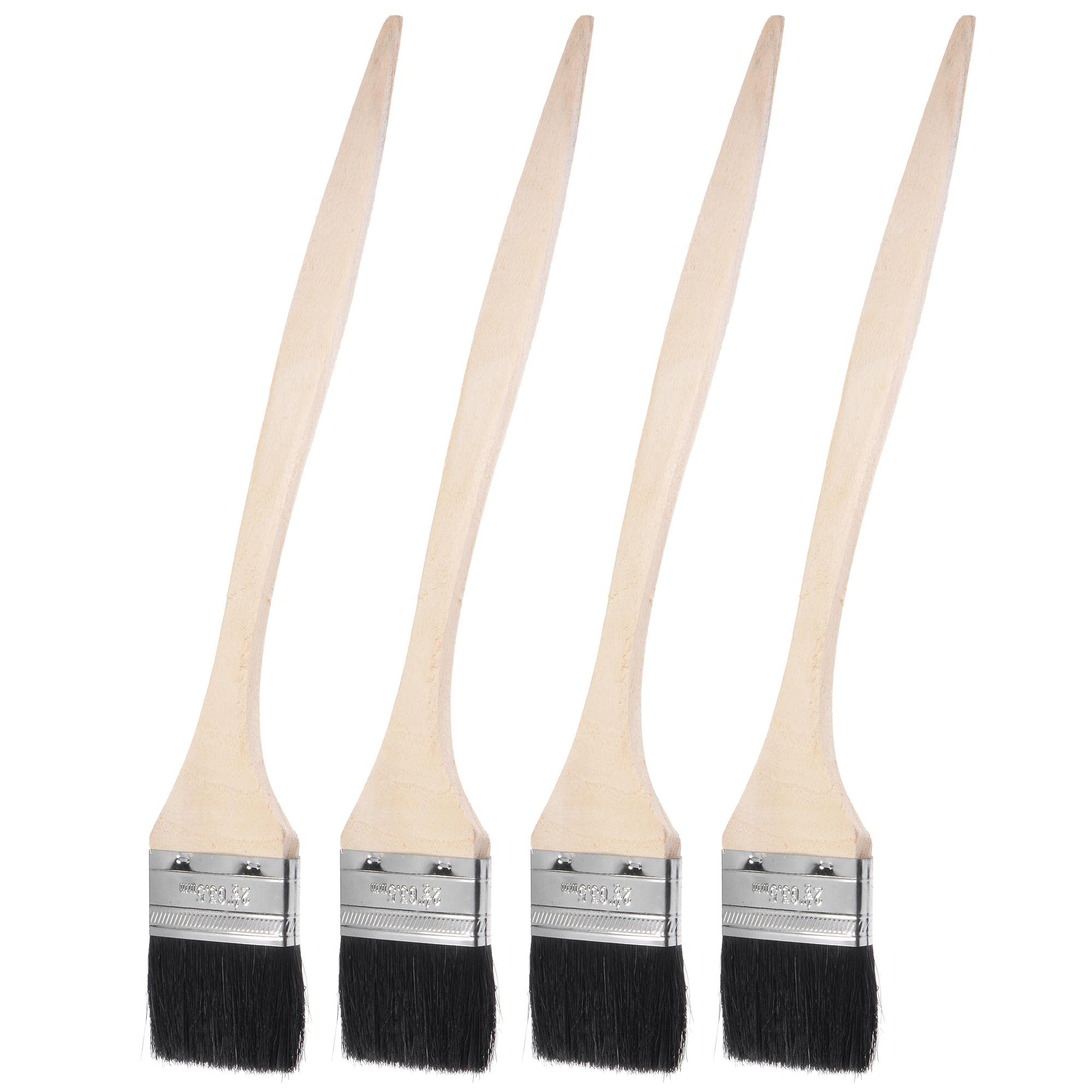 uxcell Cepillo de pintura para radiador doblado de 17 pulgadas de largo, 2.5 pulgadas de ancho, con mango de madera largo para tratamiento de pared, negro, 4 unidades