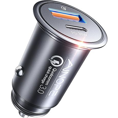 AINOPE 54W Car Charger with USB C & USB Ports, All Metal...