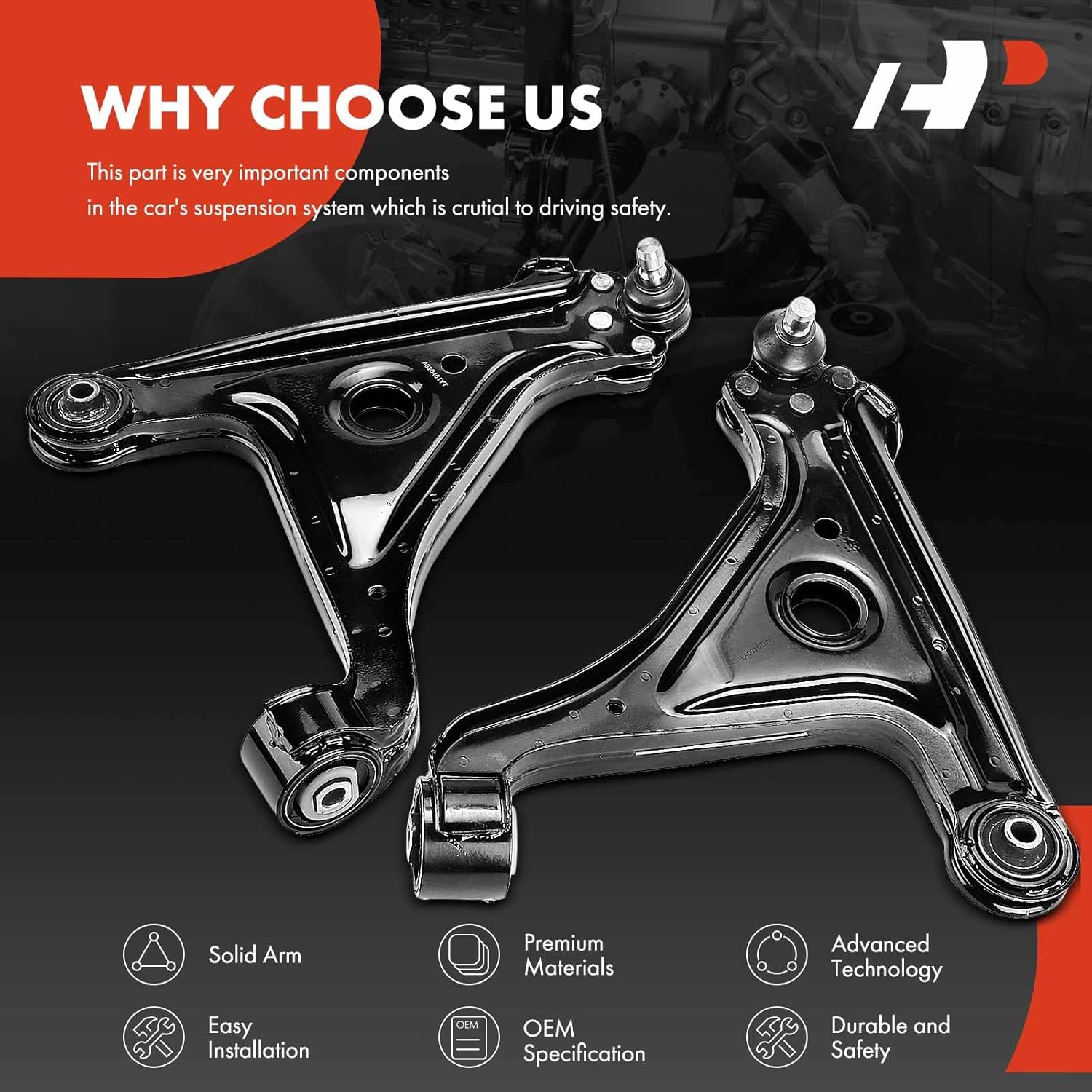 A-Premium 2 x Front Lower Control Arm, with Ball Joint & Bushing, Compatible with Cadillac Catera 1997 1998 1999 2000 2001