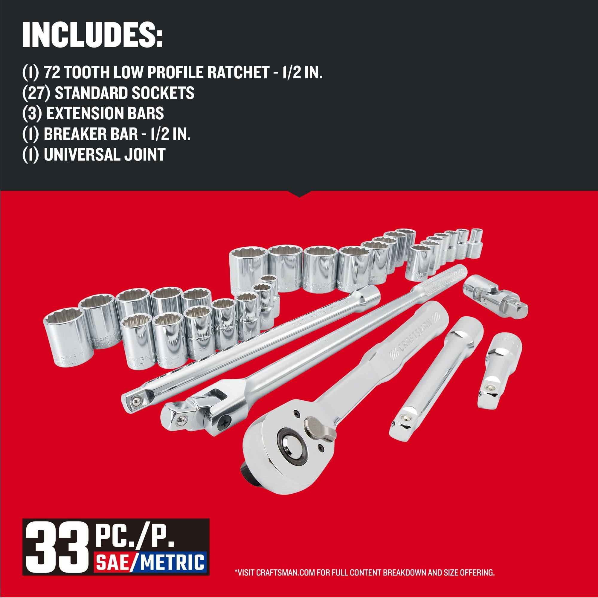 CRAFTSMAN Mechanics Tool Set - 33 Piece -3 CRAFTSMAN Mechanics Tool Set - 33 Piece -3