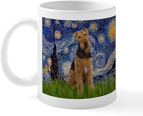 CafePress Starry Airedale #1 Taza de café de cerámica, taza de té, 11 oz