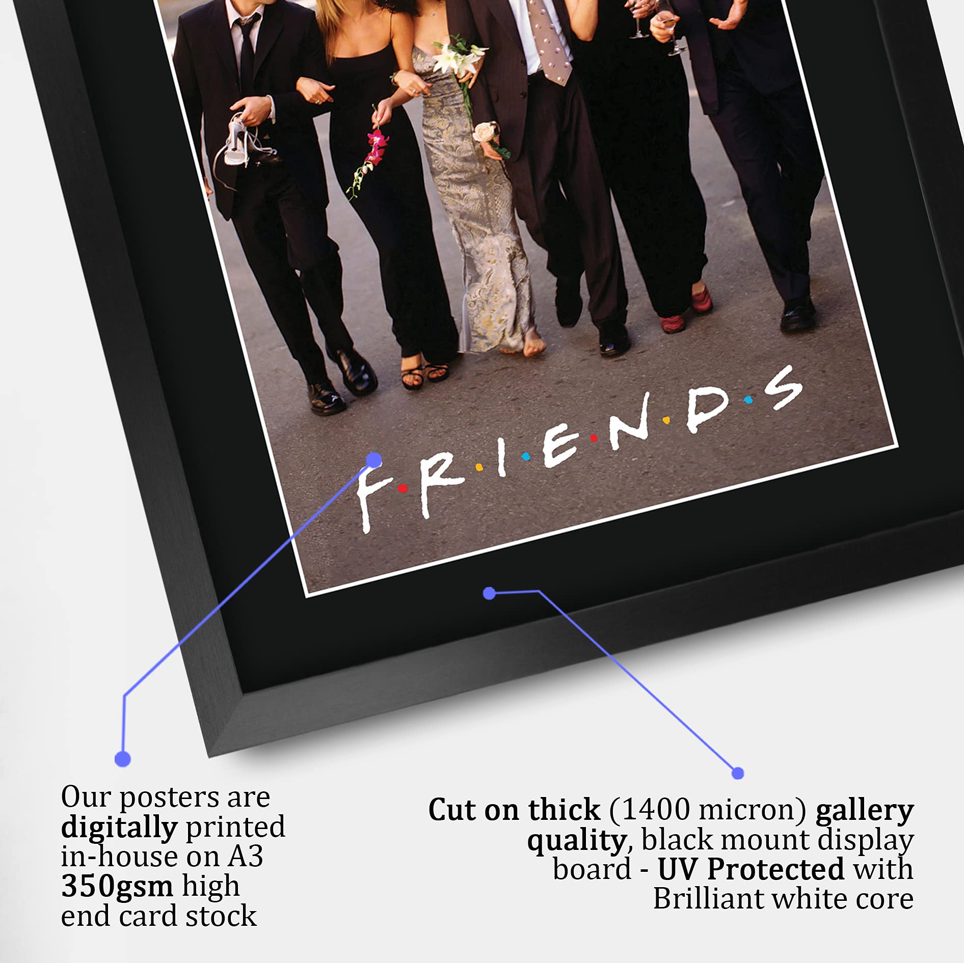 HWC Trading Friends A3 Incorniciato Firmato Regalo Visualizzazione delle Foto Print Immagine Autografo Stampato per Joey Chandler Ross Phoebe Rachel Monica TV Show Fan