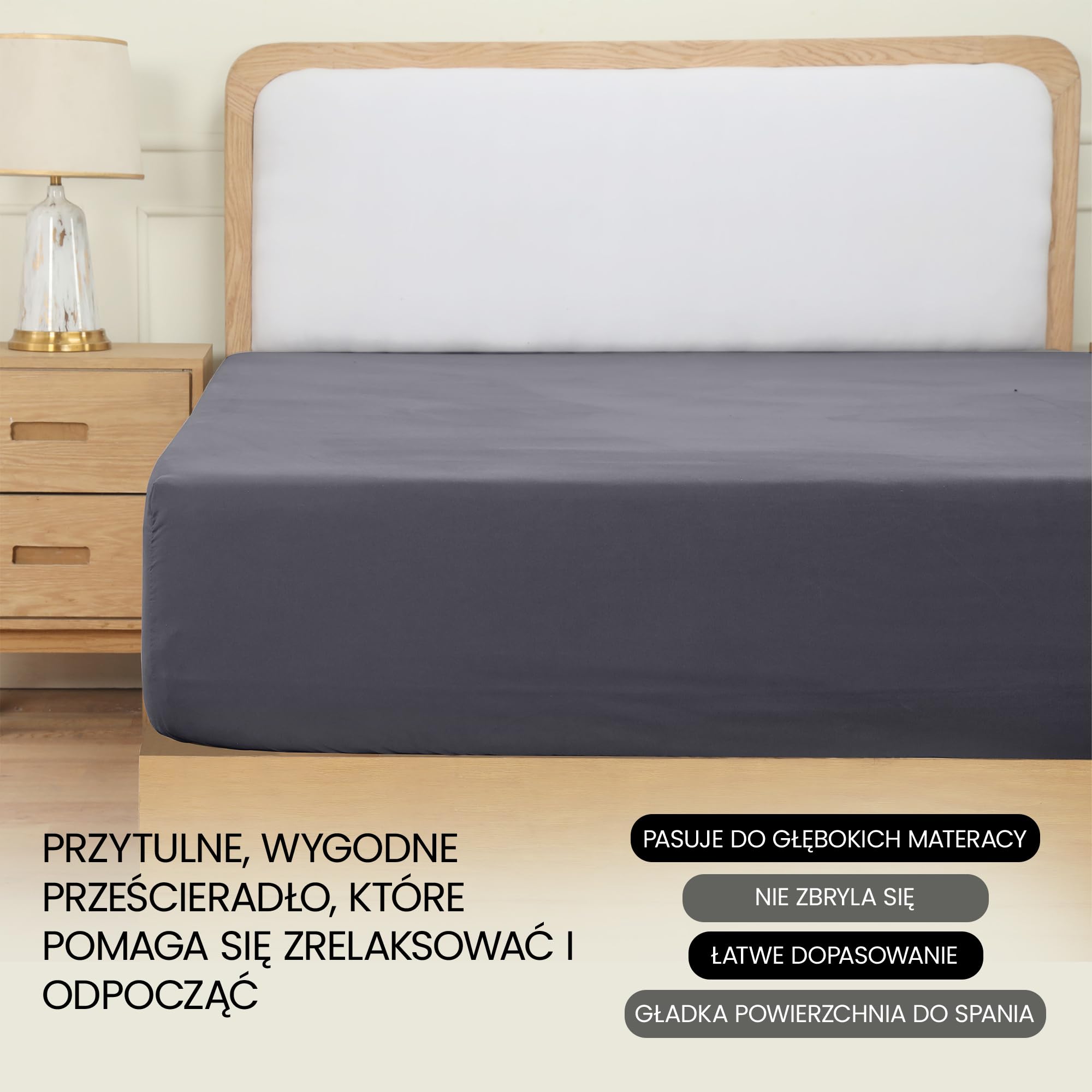 Utopia Bedding Arkusz z rogami Jeden i pół francuski kwadrat - 140x200cm - Szary - Arkusz pod z elastycznymi rogami