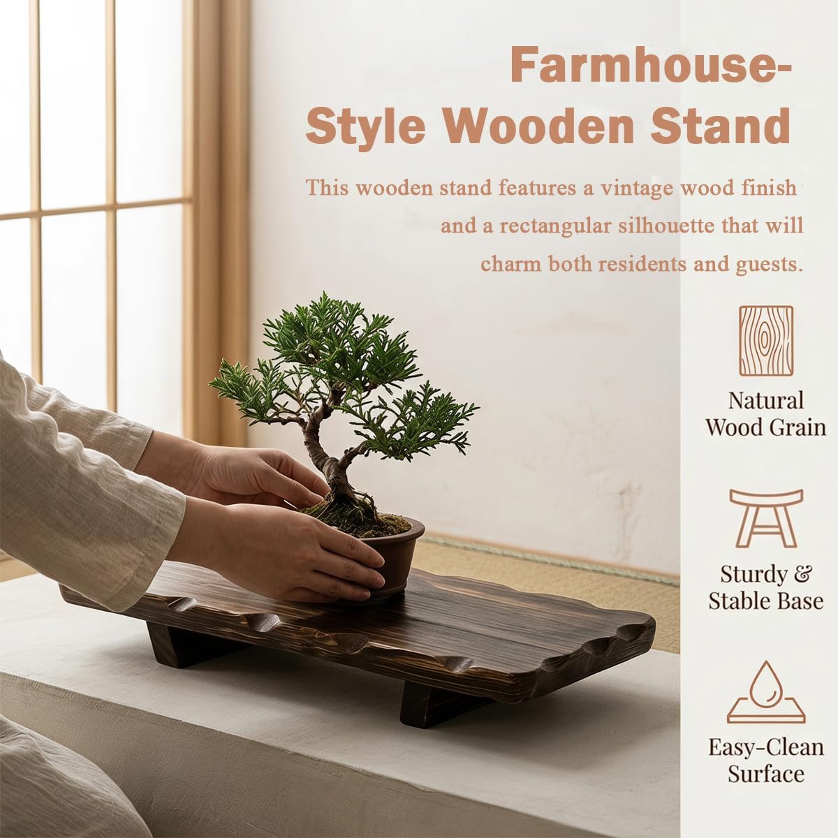 Large 22" Wood Riser Pedestal Stand,Vintage Farmhouse Wood Riser