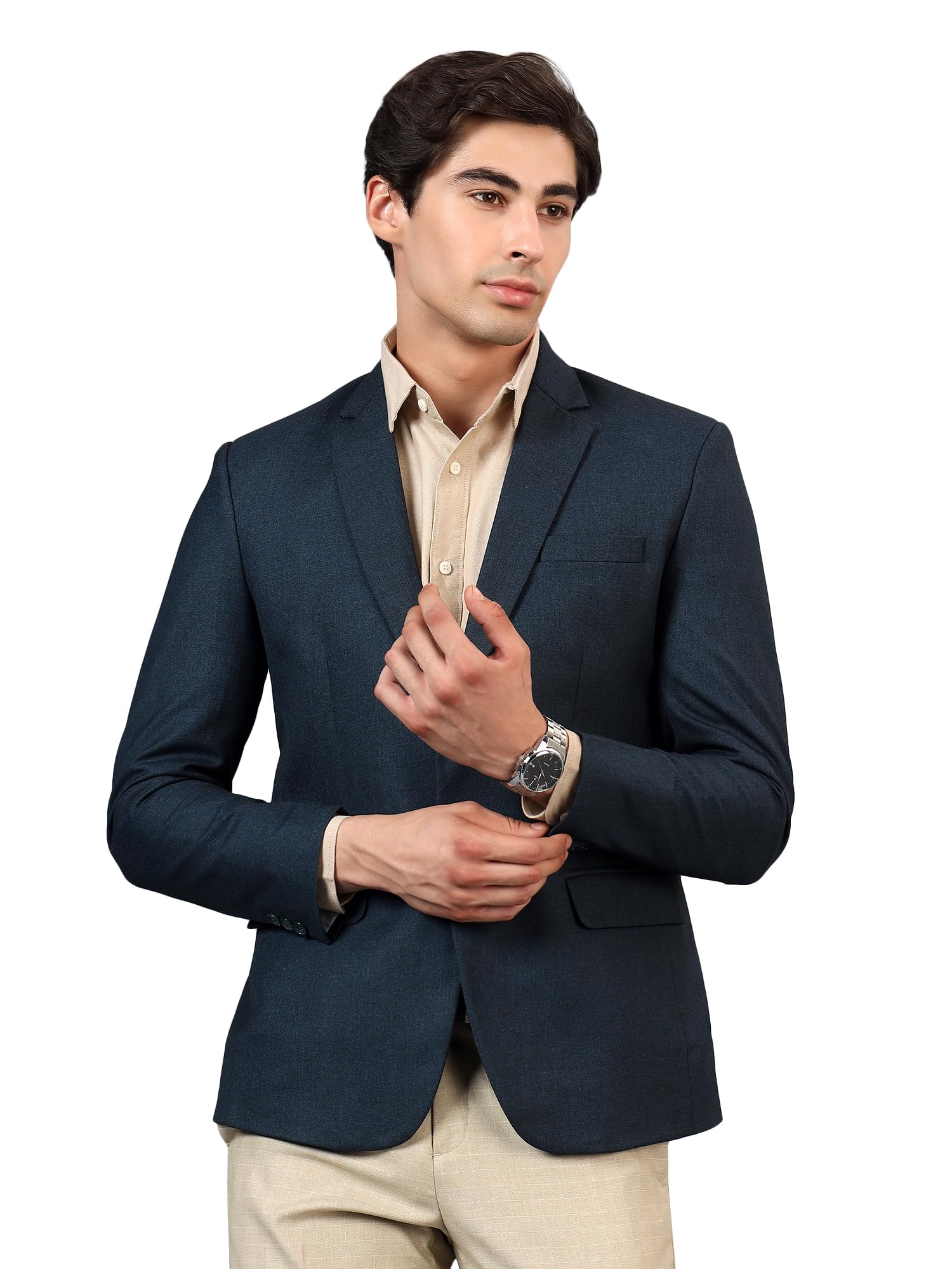 rb rajniti blazer Men's Pinstripe Double-Breasted Blazer, Slim Fit, Notch Lapel, Formal-picture-26