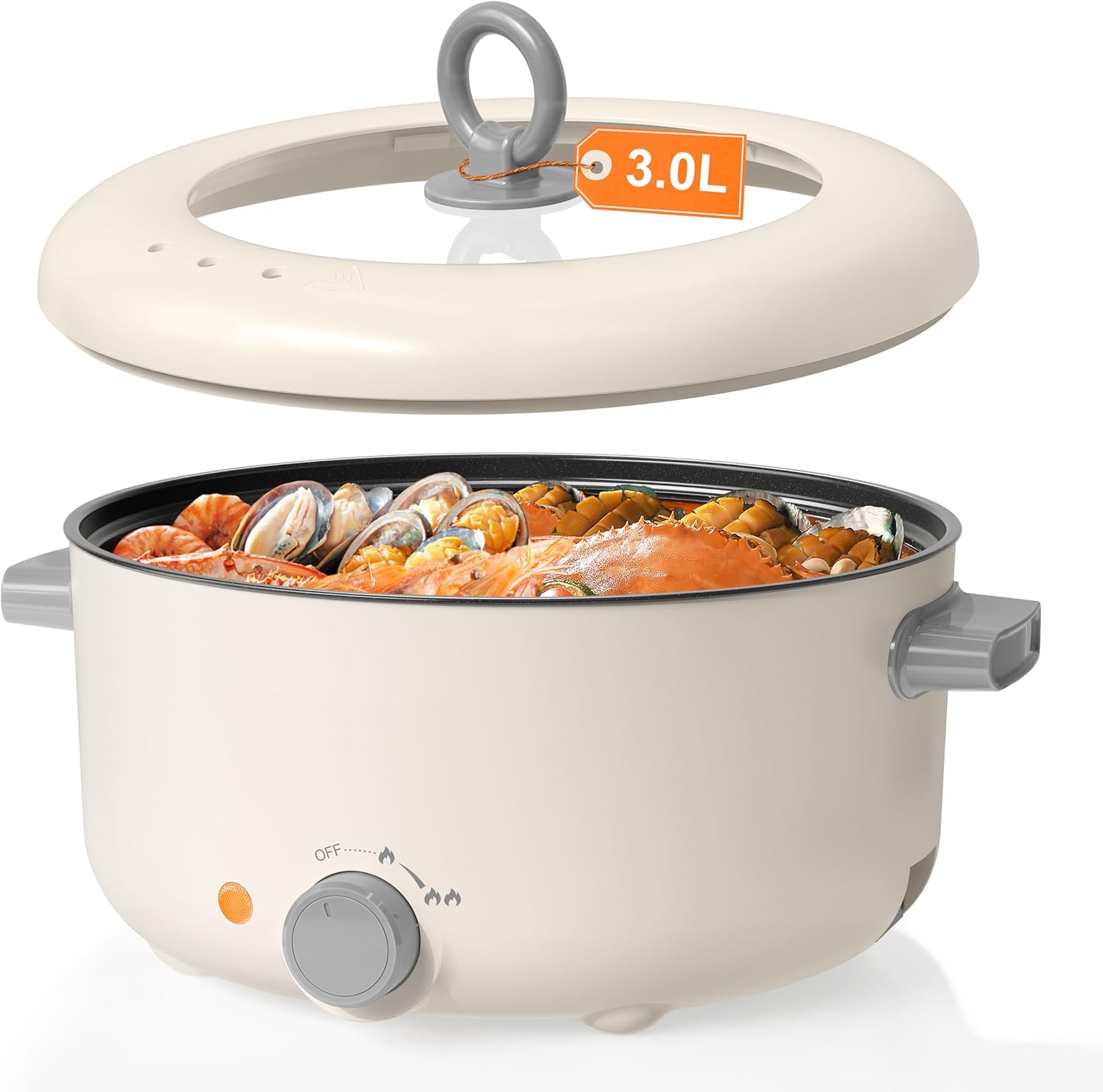 Olla Eléctrica 3L, Sartén Eléctrica Antiadherente Multifuncional