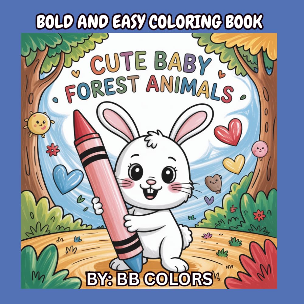 CUTE BABY FOREST ANIMALS: BOLD AND EASY COLORING BOOK