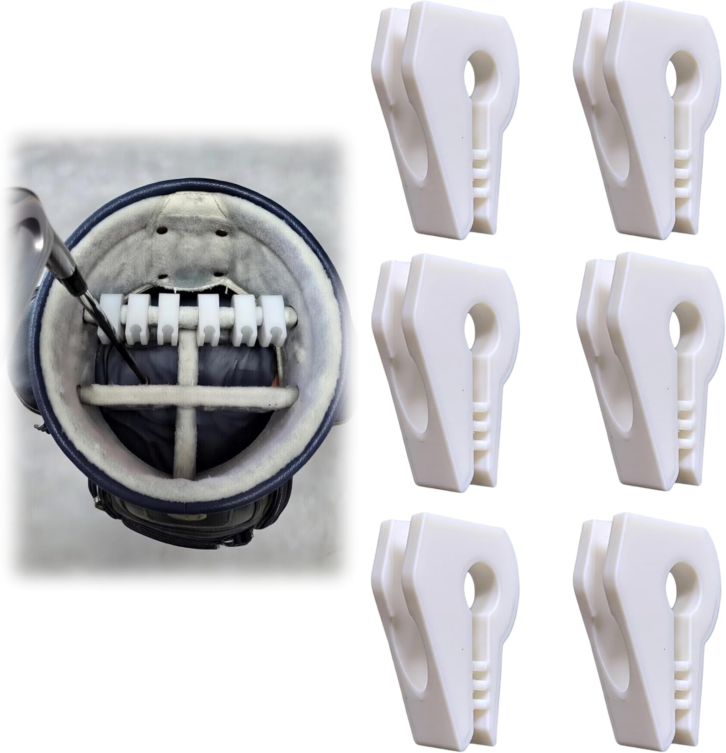 Golf Club Organizer Clips for Golf Bag – Easy Snap-in Club Holder Set for Upright Storage & Quick Access – Keeps Irons, Woods & Putters Neat & Separated