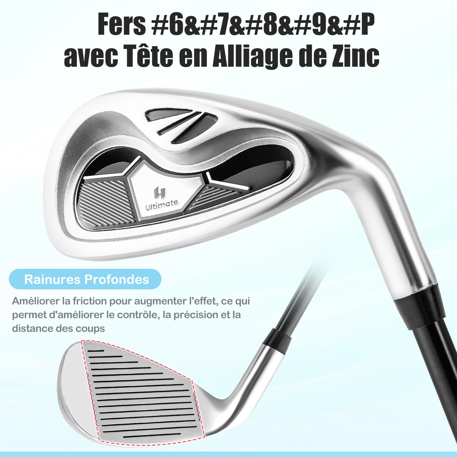 GOPLUS Clubs de Golf pour Enfants, Inclus 205CC #3 Fairway, #7 & #9 Fers, Putter, Couvre-tête, Sac de Golf Portable avec Capuchon de Pluie, pour Garçons Filles de 8-10 Ans