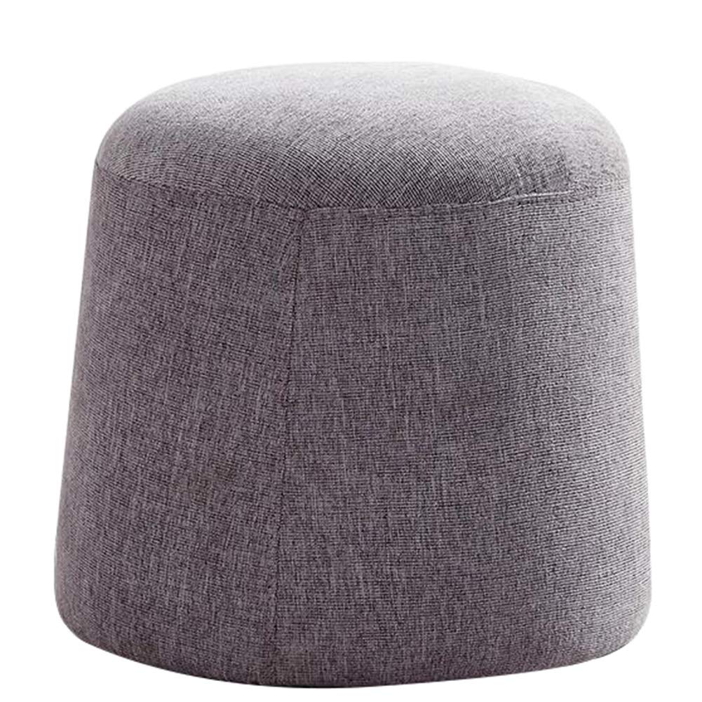 Banc à chaussures de couloir et pouf rond de salon gris en tissu lavable