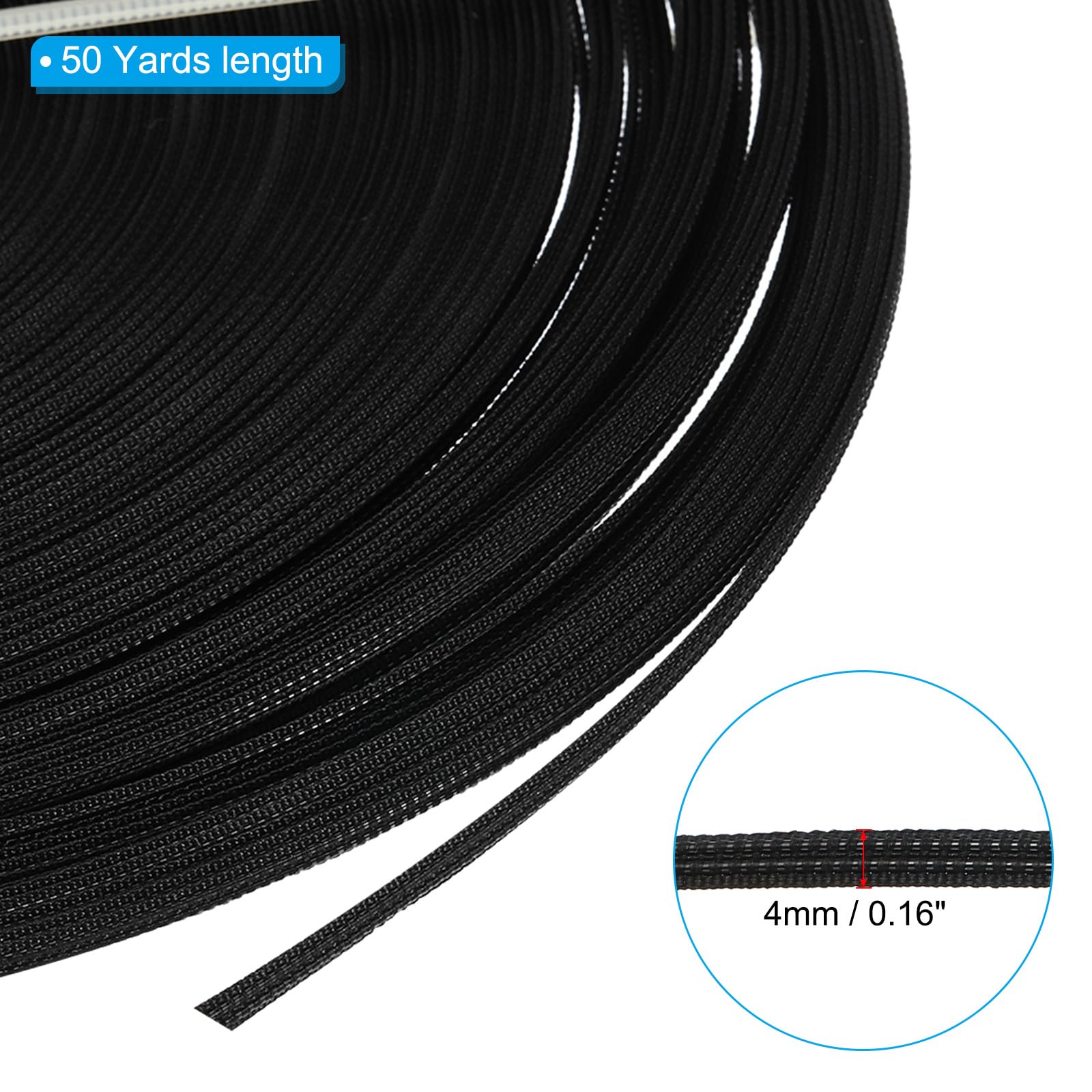 PATIKIL 4mm x 50 Yards Polyester Boning, 1 Roll Low-Density Boning for Handmade Dolls Hats Handbags Wedding Dresses, Black - Image 2