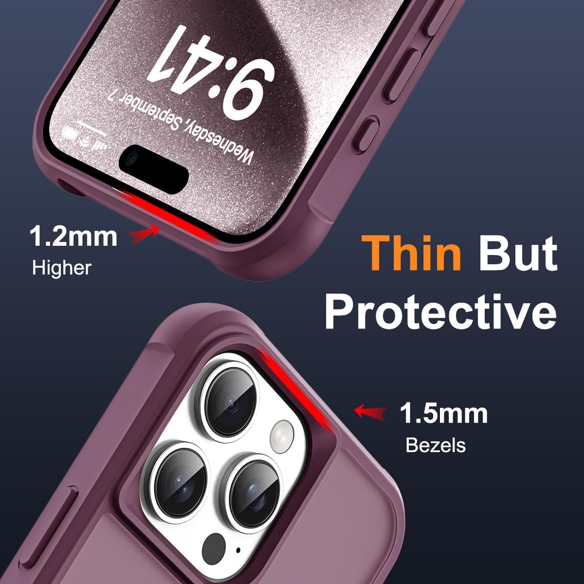 Compatible with iPhone 15 Pro Max Case with Invisible Magnetic O-Ring Stand Military-Grade Translucent Case for iPhone 15 ProMax 6.7" [Compatible with Mag-Safe][Great Grip Feeling], Wine Red - Image 6