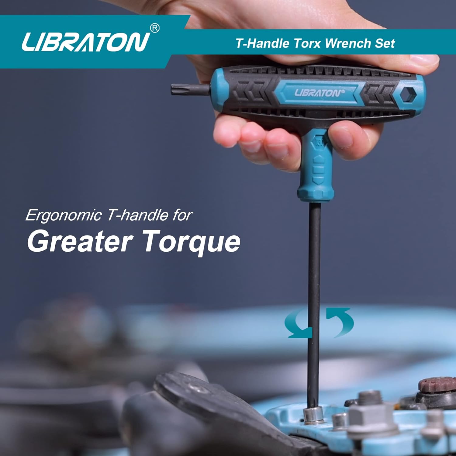 LIBRATON T Handle Wrench Set, T-Handle Torx Key Set, Two-tip Design, T10-T40, Suitable for Torx Screws, Auto Bike Repair Tool, 7-Pieces with Storage Box