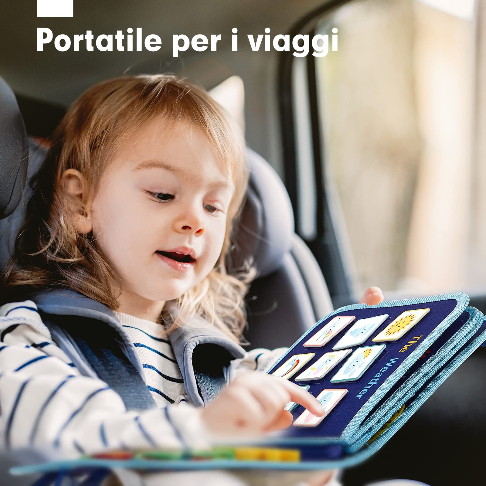 hahaland Montessori Busy Board di Feltro - Pannello Sensoriale Valigetta Interattiva Tavola Libro Didattici - Giochi Educativi per Lo Sviluppo Cognitivo Regalo Bambino 2 3 4 Anni