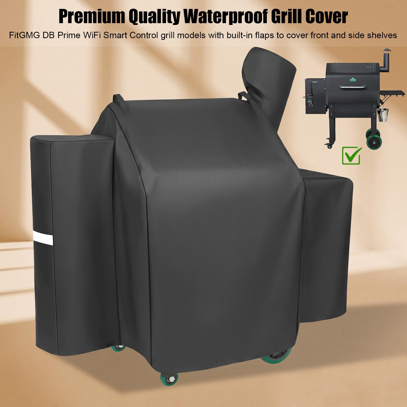 QuliMetal Green Mountain Daniel Boone Prime - Funda para parrilla WiFi de longitud completa, cubierta para ahumador GMG Daniel Boone, tela 600D, color negro